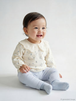 Bask?l? K?z Bebek Bluz ve Tayt