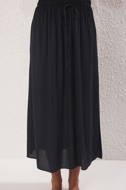 Plaj Giyim Siyah Dokuma Midi Yuksek Bel Bluz-Etek Tak?m TBESS25AU00080 - Trendyolmilla фото 3