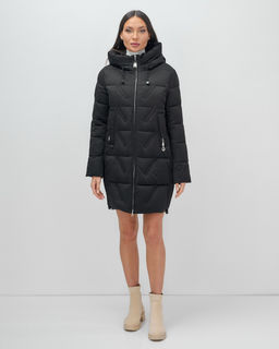 Куртка зимняя женская классическая с капюшоном черного цвета 7671Ch - Visdeer фото 15