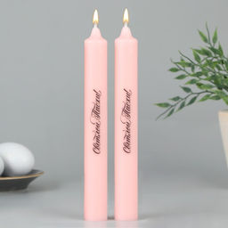 Свечи высокие с нанесением Светлой Пасхи!, 2 шт., роз., 9 х 2.1 х 2.1 см - Семейные традиции фото 2