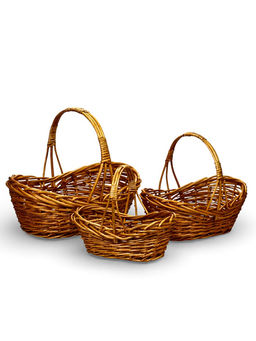 Корзина плетёная для хранения, лоза, коричневая, набор 3 шт.