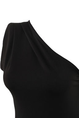 Siyah Asimetrik Yakal? Alttan C?tc?tl? Esnek Orme Body TWOSS22BD00014