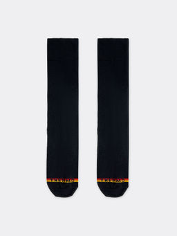 Цена за 5 пар!  Высокие мужские носки "термо" черного цвета с желтой и красной полоской