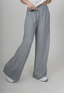 Брюки-палаццо из мягкой вискозы с эффектом крэш - Новый лен фото 4