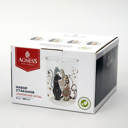 НАБОР СТАКАНОВ ПАРИЖСКИЕ КОТЫ ИЗ 4-Х ШТ. 360 МЛ - Agness фото 3