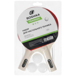 Набор для настольного тенниса BOSHIKA Training: 2 ракетки, 3 мяча, сетка, крепление фото 2
