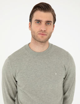 A__k Gri Melanj Slim Fit Yar_m Bal_k__ Yaka Basic Triko Kazak - Pierre cardin фото 2