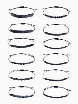 Цена за 12 шт. Браслет-оберег «Гематит» ассорти форм, серый