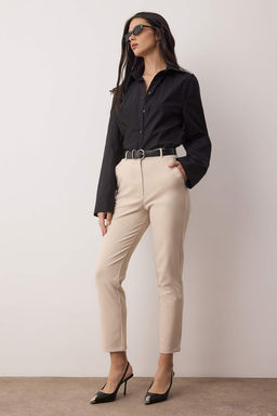 Ac?k Bej Basic Cigarette Dar Paca Dokuma Kumas Pantolon TWOSS19ST0038