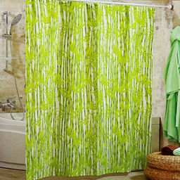 "Miranda" Штора для ванной тканевая 180х200см "Бамбкук на бежевом", без колец, 100% п/э (Турция)