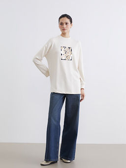 Bisiklet Yaka Oversize Kad?n Sweatshirt Tunik