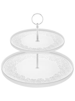 Блюдо-этажерка 2-х ярусная 28*28*24 см "Розы" с бортиком, фарфор