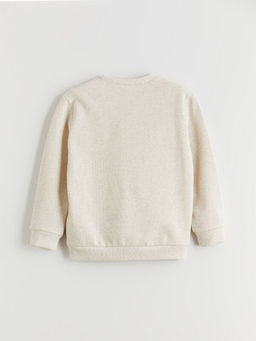 Bisiklet Yaka Bask?l? Erkek ?ocuk Kal?n Sweatshirt