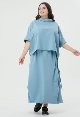 Костюм с юбкой голубой из футера