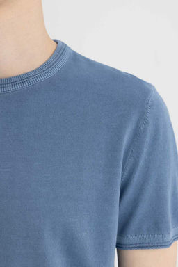 Трикотажная футболка-поло стандартного кроя с короткими рукавами - Defacto фото 5