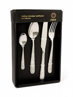 Набор столовых приборов 16 шт. серебро нержавеющая сталь - Lucky фото 2