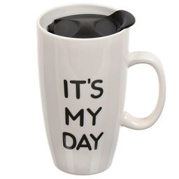 Кружка керамика 500мл, Life с крышкой, в ассортименте Y4-4402 (387024) /DANIKS/  фото 2