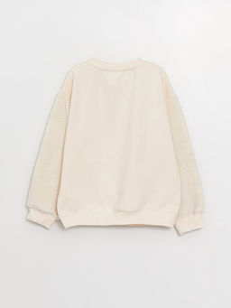 Bisiklet Yaka Chipn Dale Bask?l? Uzun Kollu K?z ?ocuk Sweatshirt - Waikiki фото 3