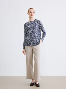 Bisiklet Yaka Desenli Kad?n Ti??rt