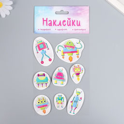 Наклейка картон 2 слоя Роботы 17х12 см