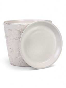 Горшок цветочный с поддоном 4,75 л, d22/h20 см белый керамика, "Венера" (М)