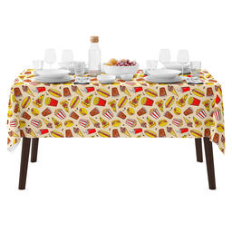 Скатерть 120х145см Фаст Фуд, длина стола до 105см, на 4 персоны, рогожка, хлопок Комфорт 171г/м2, упаковка классическая 28х41см, Домашняя мода (Россия)  фото 3
