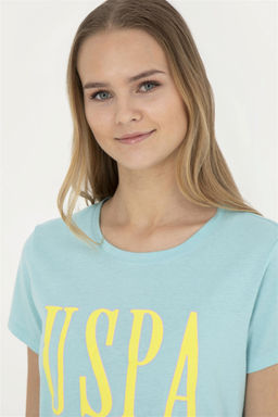 Женская мятная футболка с круглым вырезом