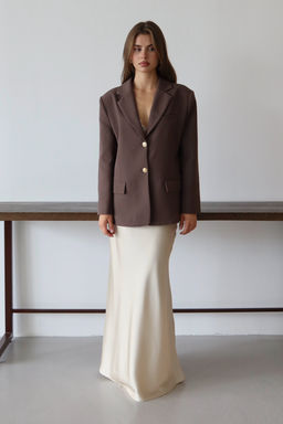 Kahverengi Normal/Regular Kal?p Dokuma Blazer Ceket TWOAW26BC00040