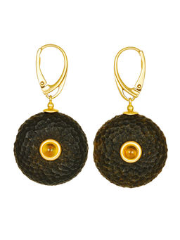 Яркие стильные серьги из натурального чёрного янтаря Марс