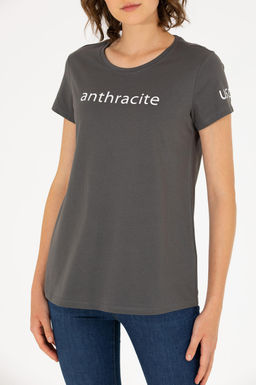 U. S. Polo Assn Женская футболка антрацитового цвета с круглым вырезом - U.s. polo assn фото 6