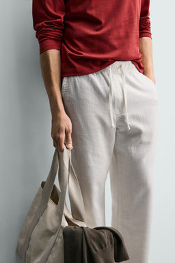 PANTAL?N RELAXED FIT ESTRUCTURA / Blanco roto