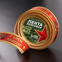 Лента репсовая «С Днём победы», 25 мм, 23±1 м, красная