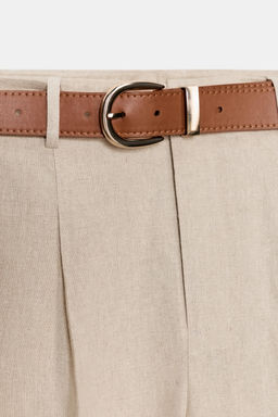 PANTAL?N CON LINO PINZAS CINTUR?N / Beige claro - Zara фото 3