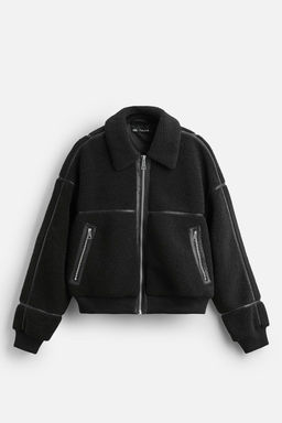 CONTRAST FAUX SHEARLING JACKET - Zara фото 6