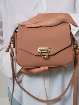 Сумка кожаная через плечо Azaro 3684 бежевая пудра