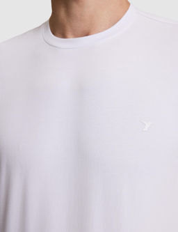 Beyaz Slim Fit Pamuk Kar___ml_ Bisiklet Yaka Basic T-shirt