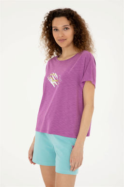 U. S. Polo Assn / Женская фиолетовая футболка - U.s. polo assn фото 3