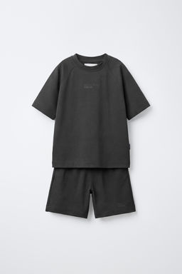 CONJUNTO CAMISETA Y BERMUDA INTERLOCK / Antracita oscuro