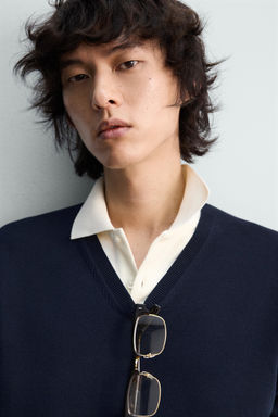 JERSEY RELAXED FIT CUELLO PICO / Marino - Zara фото 5
