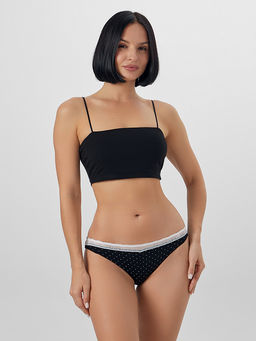 Цена за 2 штуки! Трусы слипы женские черные в горошек