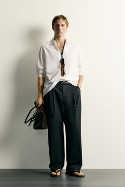 CAMISA RELAXED FIT ALGOD?N - VISCOSA LAZOS / Blanco roto