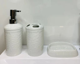 Набор: Диспенсер для мыла+Стакан для зубных щеток+Мыльница Tule (светло-серый) - Полимербыт фото 4