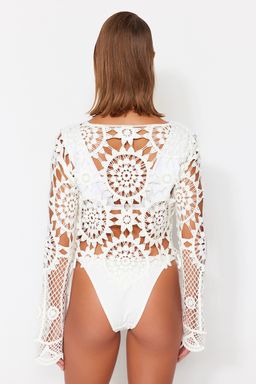 Trendyolmilla Ekru Crop Triko Gorunumlu Plaj Bluz TBESS20BZ0572  фото 6