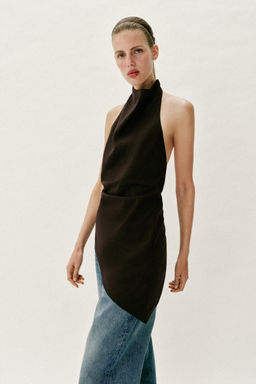 TOP HALTER CON LINO / Marr?n oscuro - Zara фото 5