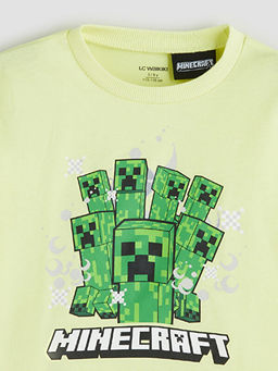 Bisiklet Yaka Minecraft Bask?l? Erkek ?ocuk Ti??rt