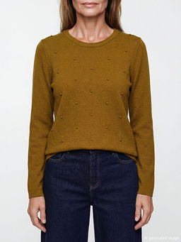 Bisiklet Yaka Kendinden Desenli Kad?n Triko Kazak