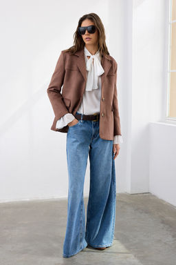 Koyu Kahverengi Rahat Kal?p Dokuma Suet Blazer Ceket TWOAW26BC00001 - Trendyolmilla фото 3