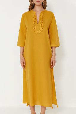 Siyah Cizgili Maxi Dokuma %100 Pamuk Puskullu Plaj Kimono&Kaftan TBESS20KM0024 - Trendyolmilla фото 18