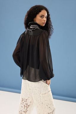 Siyah Nervur Detayl? Sifon Detayl? Bluz TPRSS25BZ00027 - Trendyolmilla фото 5