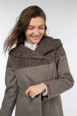 01-10252 Пальто женское демисезонное (пояс) - El podio фото 4